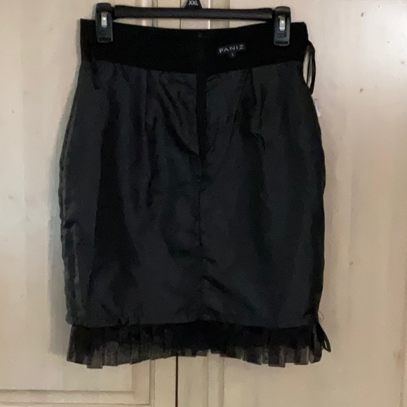 PANIZ Skirt Black Fringed Feather Hem Size 6 Y2K - Picture 3 of 6